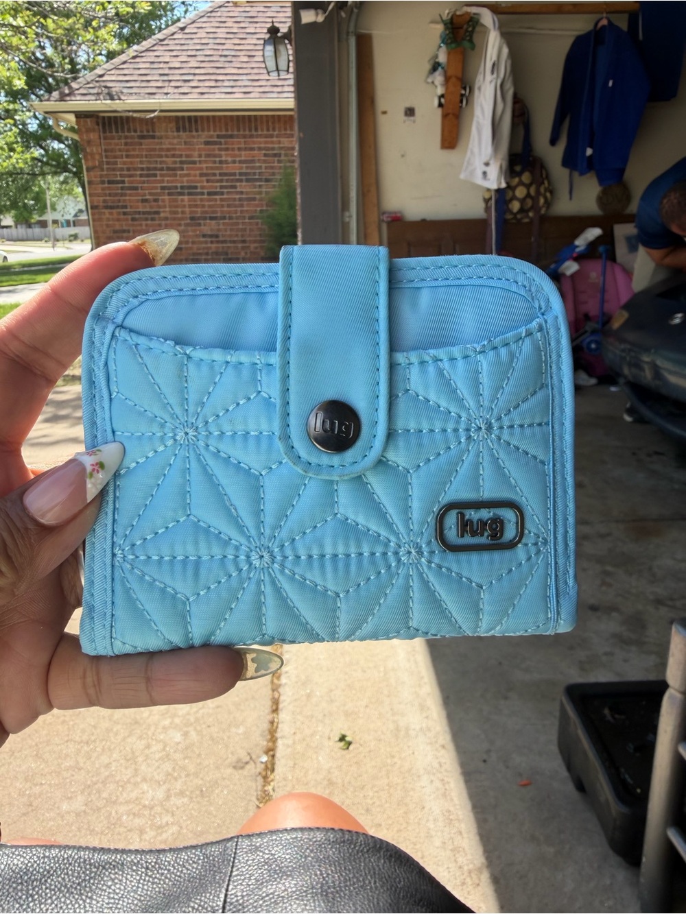 lug Quilted Sky Blue Compact Wallet